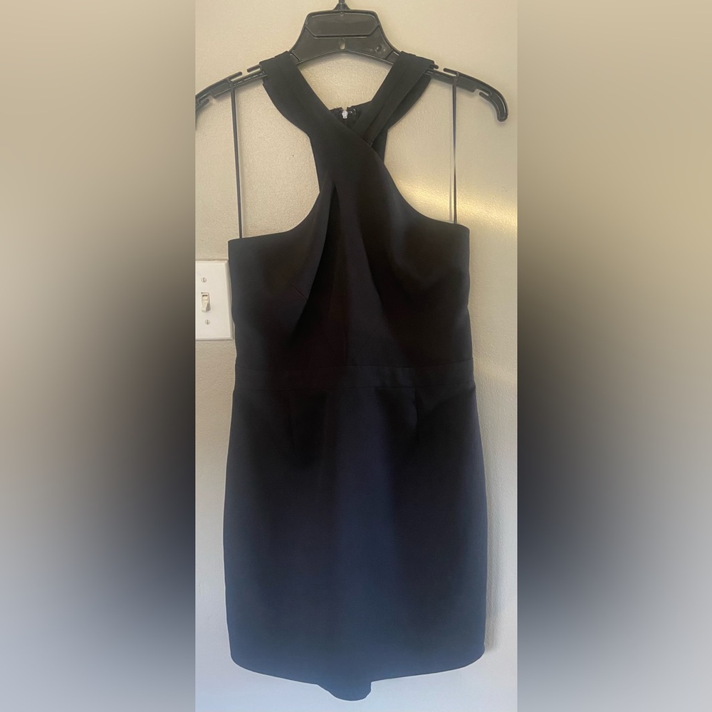Adelyn Rae Strapless Black Halter Dress